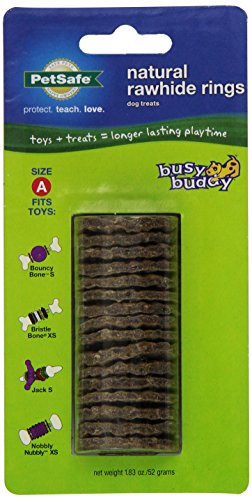 PetSafe Busy Buddy Refill Ring Dog Treats for select Busy Buddy Dog Toys, Natural Rawhide, Size A