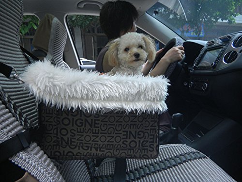 Petown Luxury Lookout Dog Booster Car Seat Carrier with Fur (Black)
