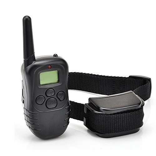 Petrainer 300M Remote 4 in 1 LCD Rechargeable and Waterproof Pet Dog Training Shock Collar with 100LVs Shock and Vibration