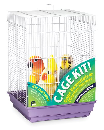 Prevue Hendryx 91210 Square Roof Bird Cage Kit, White and Purple