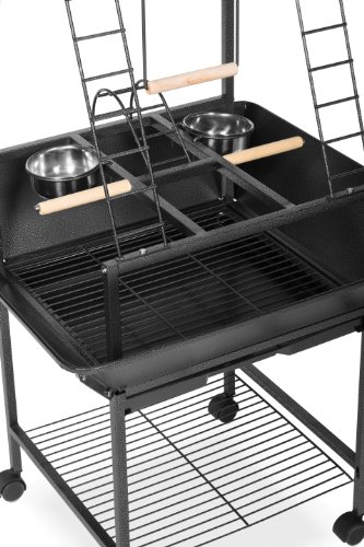 Prevue Pet Products Small Parrot Playstand 3181 Black Hammertone, 17.625-Inch by 16-1/2-Inch by 59-Inch - Image 3