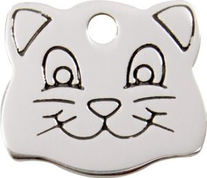 Red Dingo Custom Engraved Stainless Steel Dog ID Tag - Cat Face
