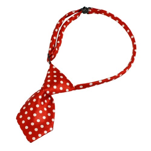Red Dog Cat Pet Collar Bow Ties Neckties Accessory White Dots Decor