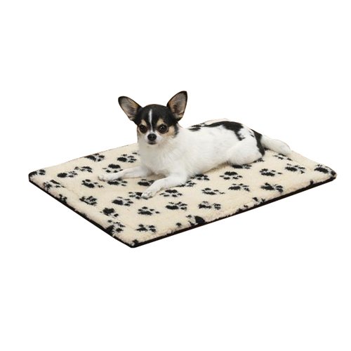 Slumber Pet Pawprint Dog Crate Mat, Small, Ivory