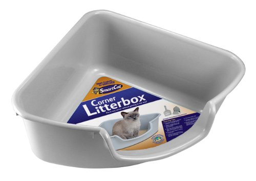 SmartCat Corner Litter Box, Gray