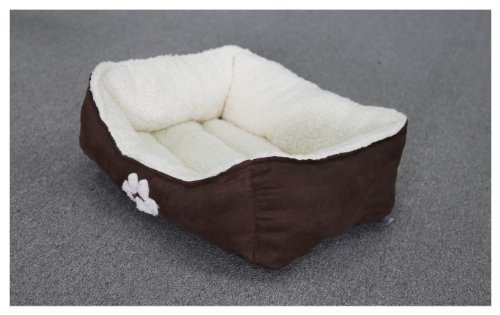 Sofantex Paw Print Pet Bed, 25-Inch, Brown Outside and Sherpa Inside - Image 3
