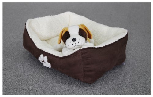 Sofantex Paw Print Pet Bed, 25-Inch, Brown Outside and Sherpa Inside - Image 4