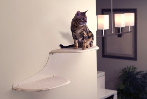 The Refined Feline Cat Cloud Cat Shelves in Off-White, Right Facing - Image 4