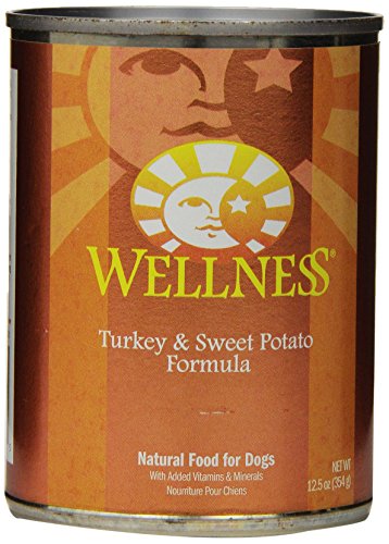 Wellness Canned Dog Food for Adult Dogs, Turkey and Sweet Potato Recipe, 12-Pack of 12-1/2-Ounce Cans