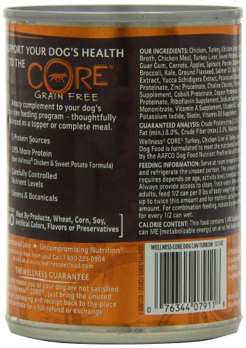 Wellness Grain-Free Canned Dog Food for Adult Dogs, CORE Turkey/Chicken Liver/Turkey Liver Recipe, 12-Pack of 12-1/2-Ounce Cans - Image 7