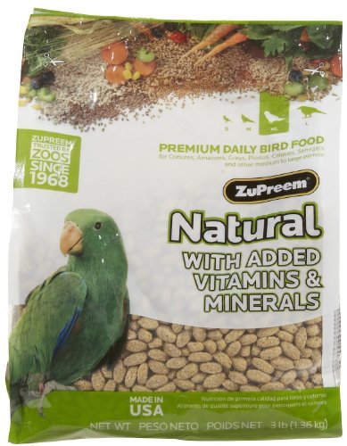 ZuPreem Natural Premium Daily Bird Food for Medium/Large Birds (Parrot) - 3 lbs.