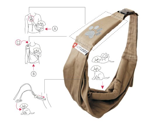 4 Lazy Legs Adjustable Pet Sling Carrier, Carrier for Dog, Sand Grey - Image 3
