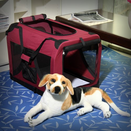 ATC Wine Red / Maroon Pet Cat Dog Portable Soft Side Crate/Carrier House Cage Kennel for Travel, Indoor and Outdoor Medium-24 x 16 x 16 Inches 25 lbs - Image 4