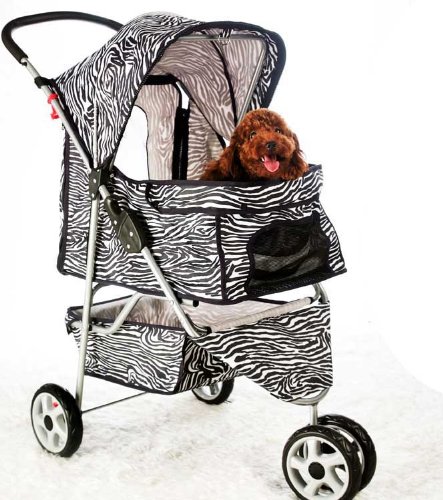 BestPet 3-Wheel Pet Stroller, Classic Zebra