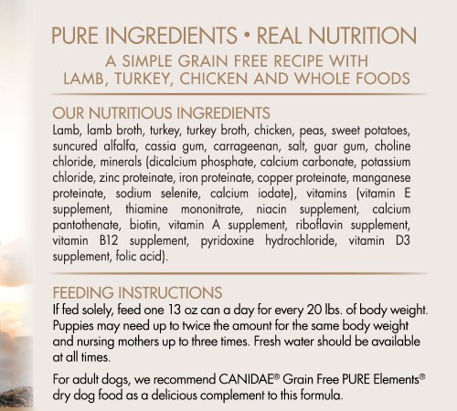 Canidae Grain Free Pure Elements with Lamb, Turkey, Chicken Can Formula for Dogs, 13-Ounce - Image 3