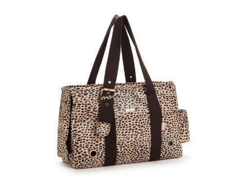 Coffee Leopard Grain Dog Totes Bag Pet Travel Carriers Doggie Handbag Cat Purse Puppy Pouch - Image 3