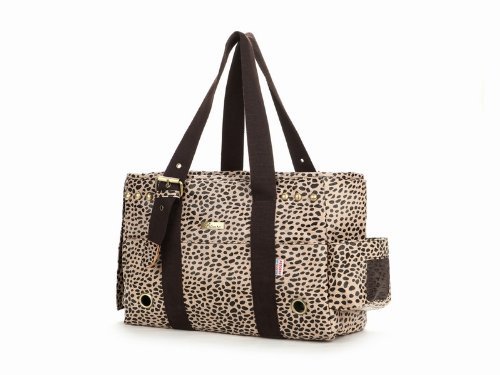 Coffee Leopard Grain Dog Totes Bag Pet Travel Carriers Doggie Handbag Cat Purse Puppy Pouch