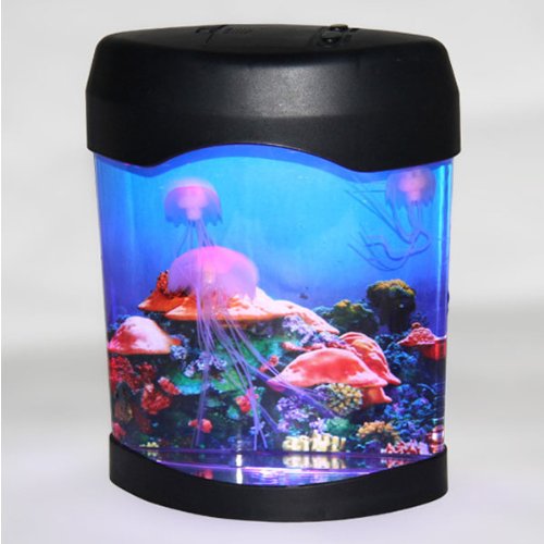 Deep sea walking electronic jellyfish aquarium LED electronic fish tank USB jellyfish aquarium +3pcs jellyfish+1pc USB cable