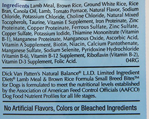 Dick Van Patten's Natural Balance Lid Brown Rice and Lamb Small Bite Dog Food, 4.5-Pound Bag - Image 4