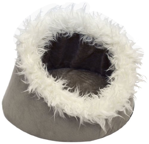 FurHaven Pet Nap Cat Cave Pet Bed with 18-Inch Base, Tarnished Silver