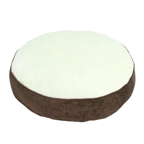 Happy Hounds Scout Deluxe Medium 36-Inch Round Dog Bed, Latte/Sherpa
