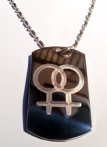 Lesbian Female Female Pride Gay Logo Symbol - Military Dog Tag Luggage Tag Key Chain Metal Chain Necklace