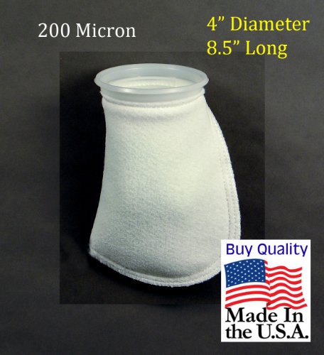 *Pack of (5) Short 4" Filter Socks, 200 Micron Bags, 8-1/2" Long, Made in the USA