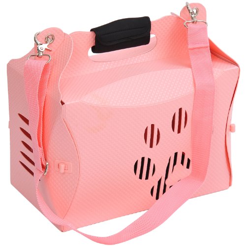 Pawhut Portable Folding Dog / Pet Carrier Tote Bag w/ Shoulder Strap - Pink