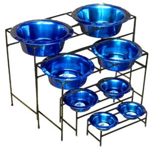 Platinum Pets Modern Double Diner Stand with Two 4 Cup Rimmed Bowls, White