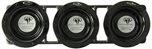 Platinum Pets Triple Modern Diner Stand with 1 Cup Stainless Steel Pet Bowls in Midnight Black - Image 4