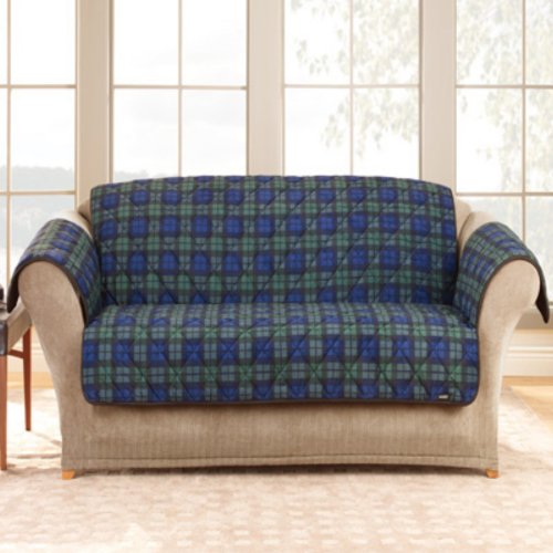 Sure Fit Deluxe Pet fort Loveseat Slipcover, Black Watch Plaid - Image 3
