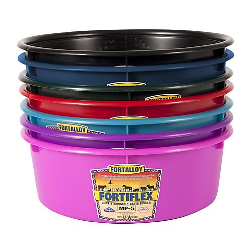 Fortiflex Mini Feed Pan for Dogs and Horses, 5-Quart, Hot Pink