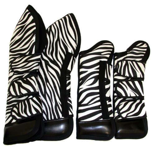 Full Length Set of Four Horse Shipping Boots Zebra Print