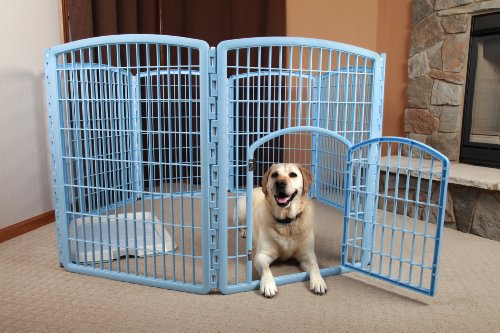 IRIS Plastic Exercise/Containment Pet Pen, 8 Panels, Blue - Image 5