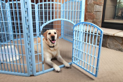 IRIS Plastic Exercise/Containment Pet Pen, 8 Panels, Blue - Image 6