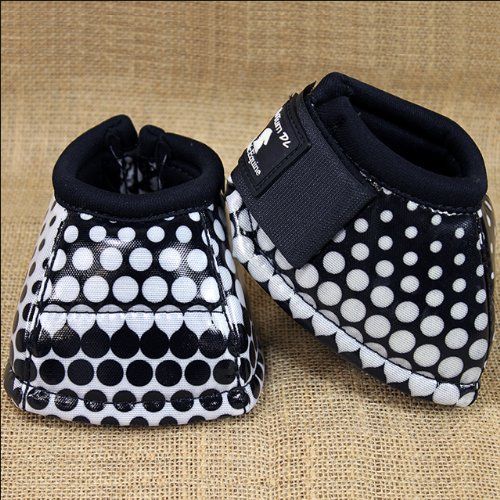 Medium Black Dots Classic Equine No Turn Dl Western Tack Horse Bell Boot