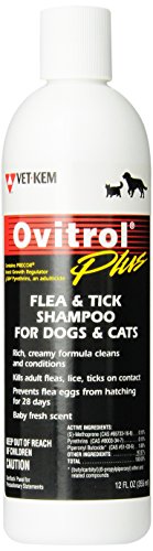 Ovitrol Plus Flea and Tick Shampoo for Pets, 12-Ounce