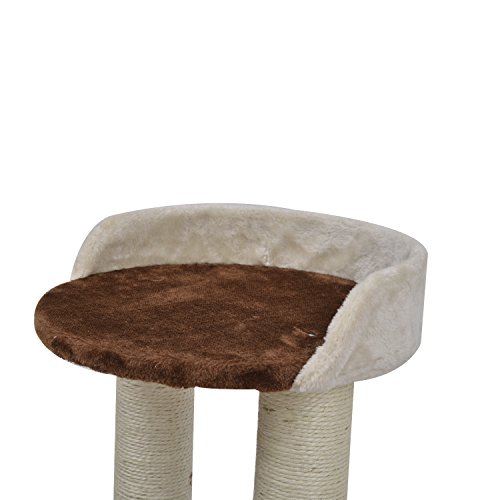 Pawhut 50" Stairway Cat Tree Scratching Post Condo - Brown and Beige - Image 9
