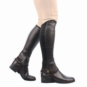 Saxon Equileather Adult Half Chaps M Brown