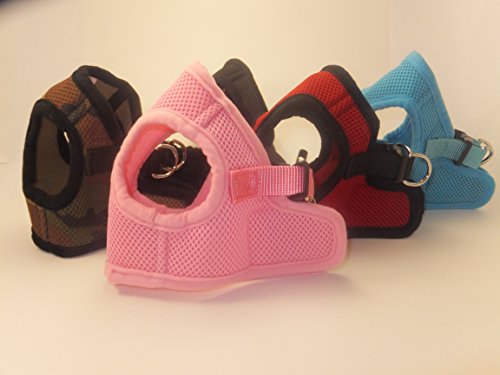 Soft Mesh Comfy Step in Dog Vest Harness for Teacups, Toys, Minis, Puppies, Small Dog Breeds 2-16 lbs. Baby Pink, Sky Blue, Black, Red, Camo, X-small, Small, Medium, Large, X-large (Baby Pink, x-small)