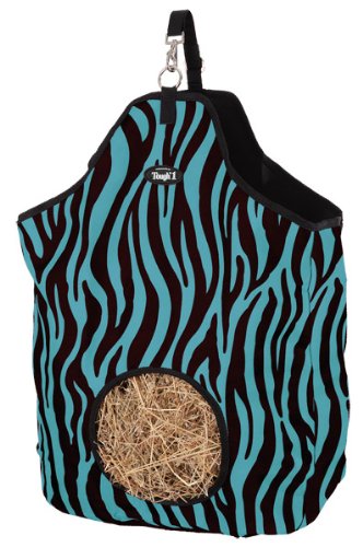 Tough-1 Premium Hay Pouch Prints Turquoise Zebra